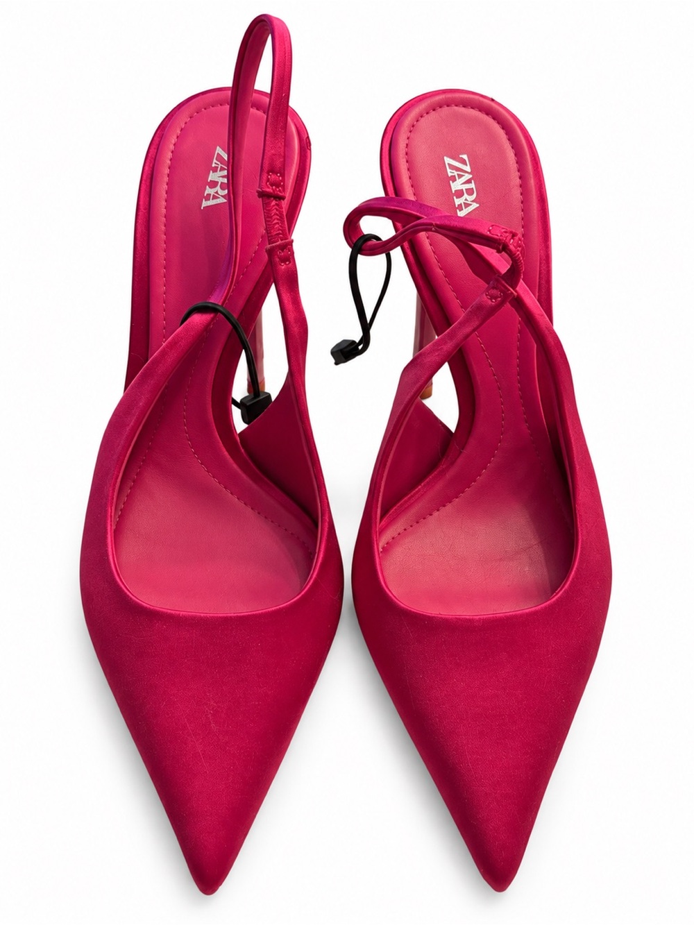ZARA Satin Pink Pointed Slingback Heels US 6.5